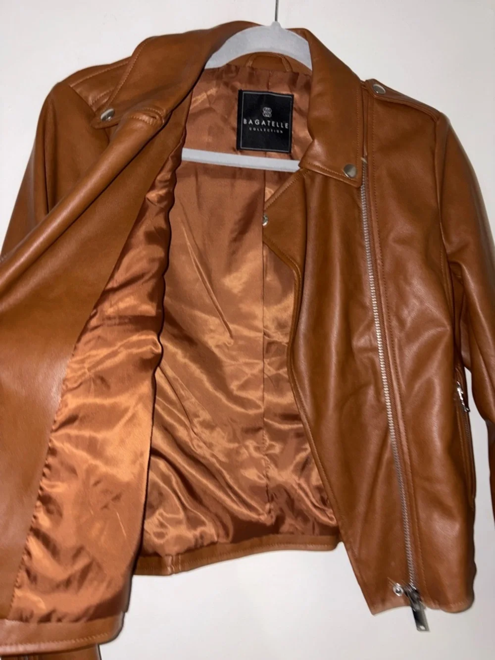 Bagatelle Faux Leather Zip Jacket - Brown - Picture 4 of 9